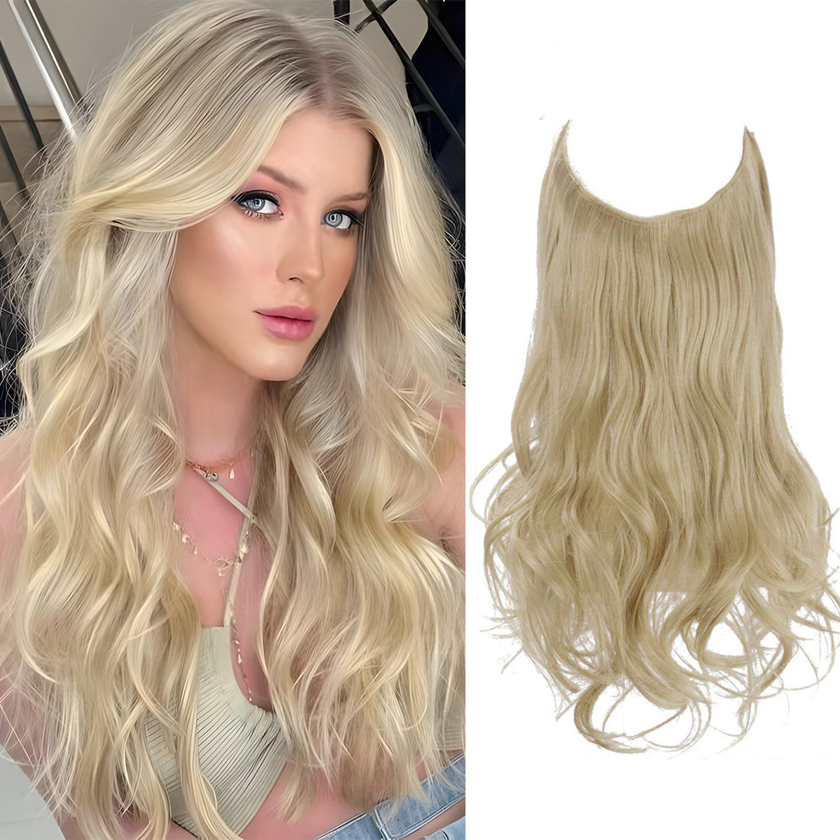 Blond cendré pâle ondulé