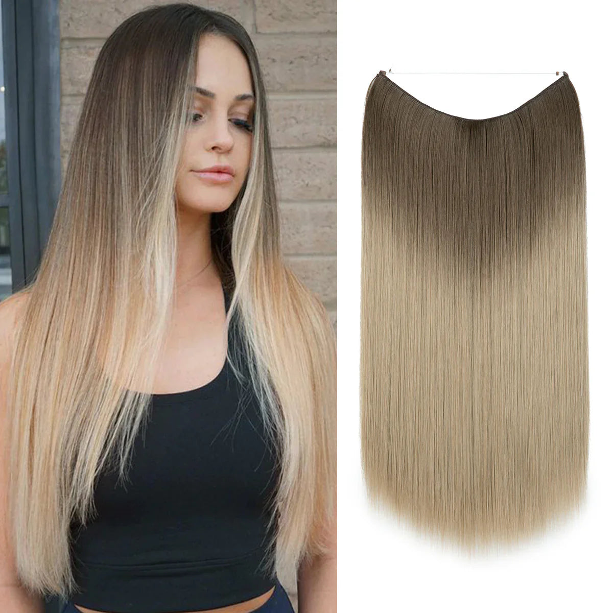 Brun à blond cendré, raide