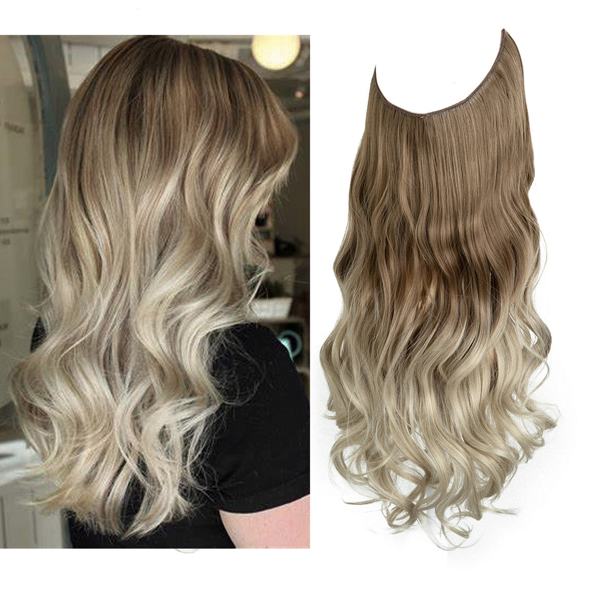 Châtain à blond froid ondulé (56 cm)